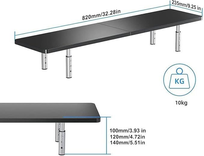 suptek Dual Monitor Stand Riser,Large Monitor Laptop Stand Riser 3 Adjustable Heights Computer Stand for Laptop, Printer, Notebook(MST016L) - Image 4