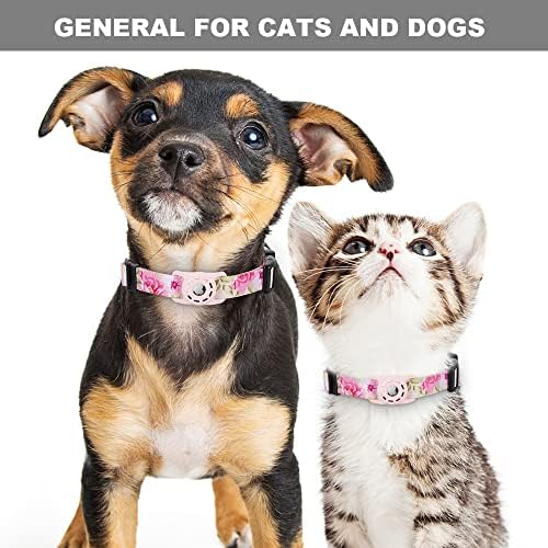 Dog Collar, Compatible with AirTag, Polyester Pet Cat Puppy Collar for Small, Medium, Large, & Extra Large Dogs, Pink Rose, S: 9.8''-15.7'' Neck - Image 4