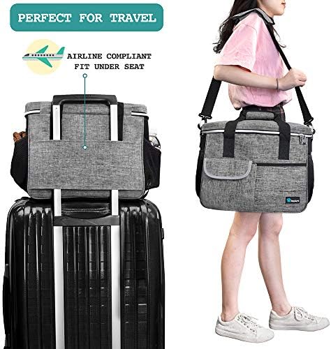 PetAmi Dog Travel Bag Organizer, Pet Supplies Tote Diaper Bag, Gray Medium - Image 5