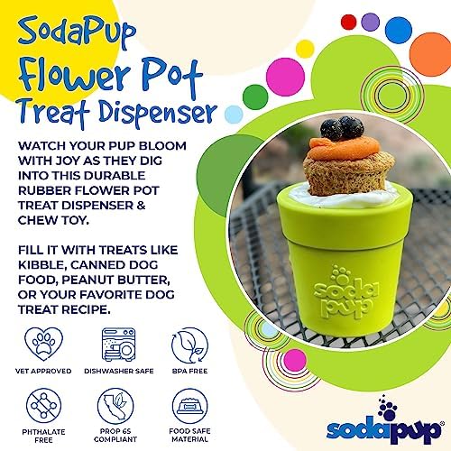 SodaPup Flower Pot – Durable Dog Treat Dispenser & Chew Toy Made in USA from Non-Toxic, Pet Safe, Food Safe Rubber Material for Mental Stimulation, Problem Chewing, Calming Nerves, & More - Image 3