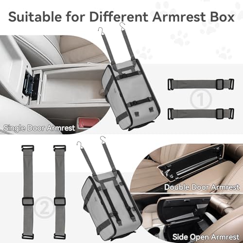 PETSFIT Multipurpose Console Dog Car Seat, Portable Small Dog Car Seat for Dogs, Cat Carrier, Pet Carrier Airline Approved with Safety Tether and Pockets (Light Grey) - Image 4