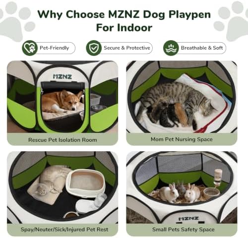 Dog Cat Small Animal Puppy Playpen Crate, Medium, Green - Image 3