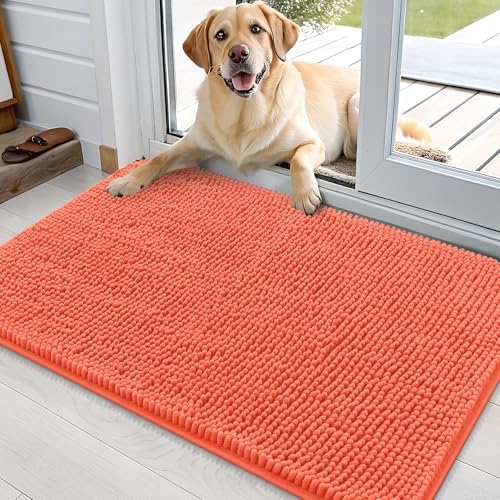 OLANLY Dog Door Mat for Muddy Paws 35x24, Super Absorbent Chenille Mud Mat by OLANLY