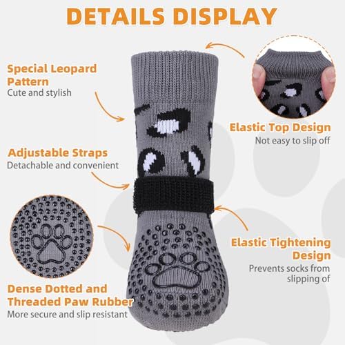 KOOLTAIL Dog Socks for Hot/Cold Pavement to Prevent Licking Paws,Dog Boots&Paw Protector for Hardwood Floors Anti Slip,Traction Control No Twist Grip Booties for Small Medium Large Senior Dogs XL - Image 4