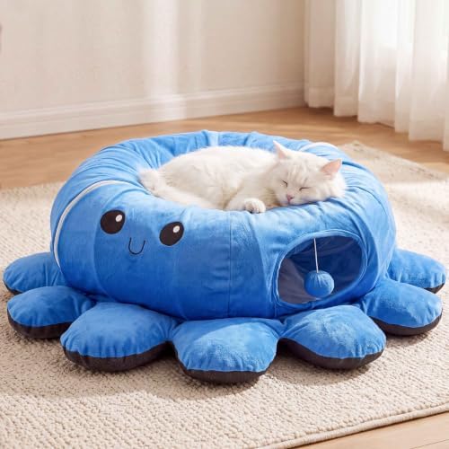 Cat Tunnel Bed with 20 Cat Toys, Kitten Toys for Indoor Kittens,Blue - Image 5