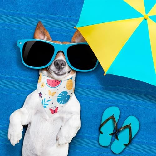 Weewooday 50 Pcs Fruit Dog Bandanas Bulk for Summer Soft Bibs Adjustable Triangle pet Bandana for Small Medium Large Costume(Fruits Pattern, 19.7 x 13.8 x 13.8 Inch) - Image 4