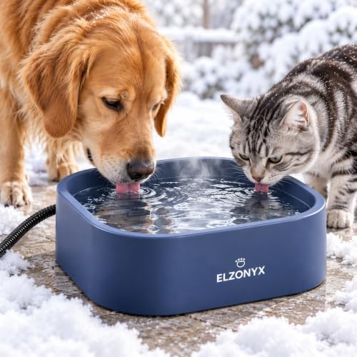 Heated Water Bowl, 4L/1.06 Gal Large Capacity Heated Pet Bowl with Automatic Temperature Control, Outdoor Heated Dog Water Bowl for Winter, Freeze Protection for Dogs, Cats & Animals by Unknown