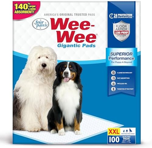 Four Paws Wee-Wee Superior Performance Gigantic Dog Pee Pads, 100 Count by FourPaws