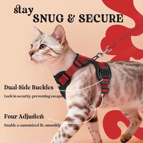 rabbitgoo Cat Harness and Leash Set, Escape Proof Vest, Black & Red - Image 6