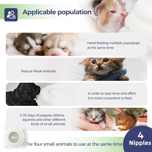 400ml Silicone Multi-Pet Milk Feeder, with 5 Nipples(White) - Image 4