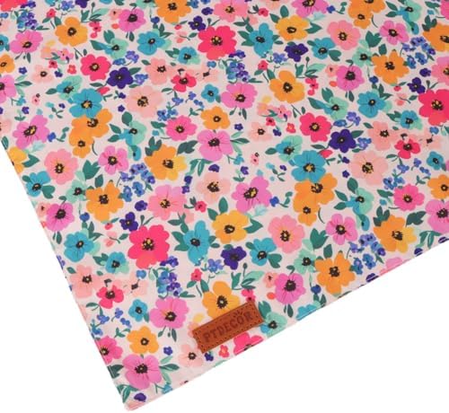 PTDECOR Floral Dog Bandana, Pink Green Flower Pet Scarf, Small - Image 6