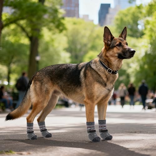 KOOLTAIL Dog Socks to Prevent Licking Paws for Hardwood Floors Anti Slip,Warm Winter Pet Boots&Paw Protector with Grippers,Double Sides Puppy Shoes Booties for Small Medium Large Senior Dogs M - Image 6