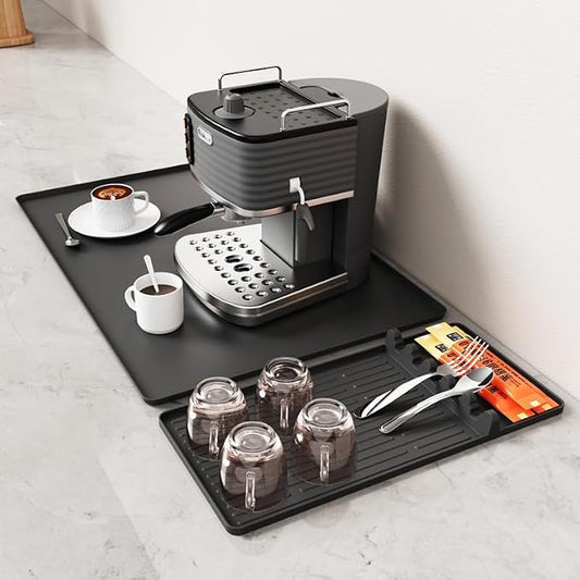 Silicone Grill Coffee Mat, Side Shelf Spatula Mat with Drip Pad - Flat Top Grill Smoker Accessories for Coffee, Bar, BBQ, Cooking, Countertop, Bar Grill Accessories Heat Resistant by Cadetian