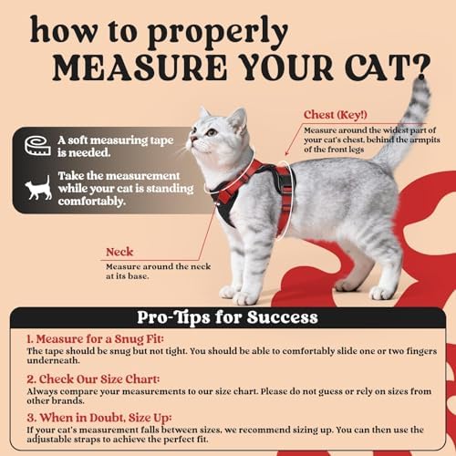 rabbitgoo Cat Harness and Leash Set, Escape Proof Vest, Black & Red - Image 2