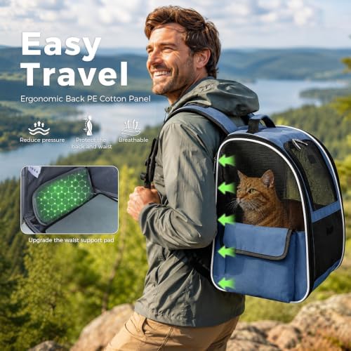 Lekereise Dog Carrier Backpack for Small Medium Dogs Cats up to 18 lbs, Breathable Pet Backpack Carrier with 3 Entrances, Collapsible Cat Backpack Carrier, Travel Hiking Puppy Backpack - Image 6