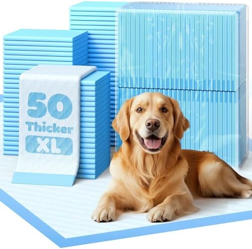 Powools Extra Large Pee Pads, 34x28 in, 6-Layer Leakproof, 50-Pack, Thicker by Powools