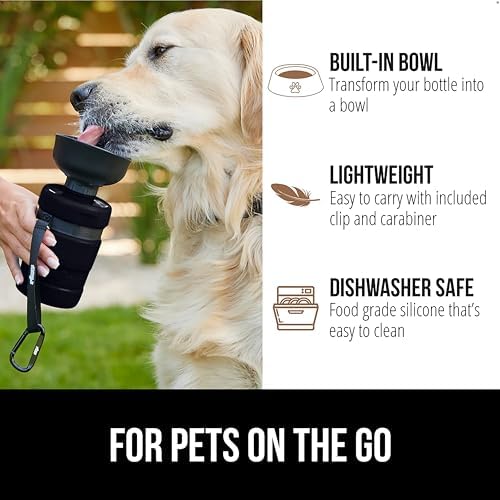 GORILLA GRIP Portable Dog Water Bottle, Food Grade Silicone, 12oz Black - Image 5