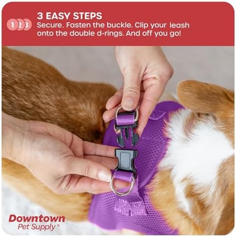 Downtown Pet Supply Step-in Dog Harness – No Pull, Adjustable Padded Mesh with Reflective Trim, Secure Buckle Strap – Comfortable & Breathable Small Dog Harness, Large, Purple - Image 5