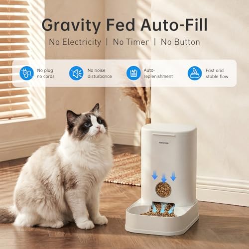 PAWGETHER® Gravity Cat Feeder, 1 Gallon/3.5L Dog Food Dispenser, No-Electricity Automatic Pet Feeder, Auto Refill Food Bowl for Cats & Small, Medium Dogs Easy to Fill - Image 2