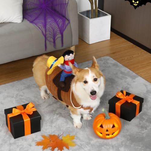 T2Y Cowboy Rider Dog Costume - Halloween Dog Costumes for Small Dogs and Cat, Dogs Clothes Knight Style with Doll and Hat for Halloween Day, Suitable for Yorkie, Chihuahua, Schnauzer【S】 - Image 4