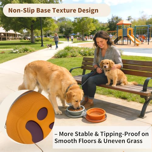 2-in-1 Collapsible Dog Travel Bowl Portable Silicone Carabiner - Image 5