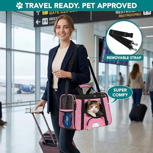 PetAmi Airline Approved Pet Carrier for Cats & Small Dogs, Large, Pink - Image 5