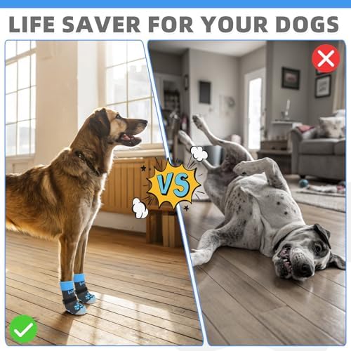 KOOLTAIL Dog Socks Shoes for Hot Pavement to Prevent Licking Paws, Winter Dog Boots&Paw Protector for Hardwood Floors Anti Slip,Traction Control Grip Booties for Small Medium Large Senior Dogs,Blue SM - Image 4