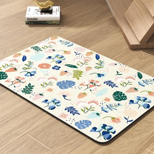 Pet Feeding Mat-Absorbent Dog Mat for Food and Water Bowl-No Stains Quick Dry Water Dispenser Mat-Dog Accessories Pet Supplies-Bowl for Messy Drinkers（LIGHTFLOWERS,12"x19" by PADOOR