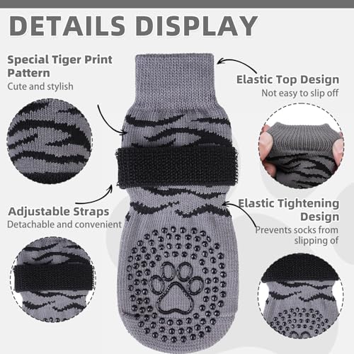 KOOLTAIL Dog Socks for Hot/Cold Pavement to Prevent Licking Paws,Dog Boots&Paw Protector for Hardwood Floors Anti Slip,Traction Control No Twist Grip Booties for Small Medium Large Senior Dogs XL - Image 2
