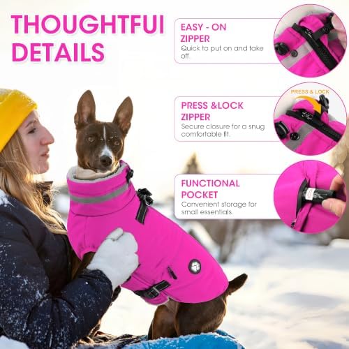 Dogcheer Dog Coat with Built-in Harness, Waterproof Dog Jacket with Pockets - Image 6