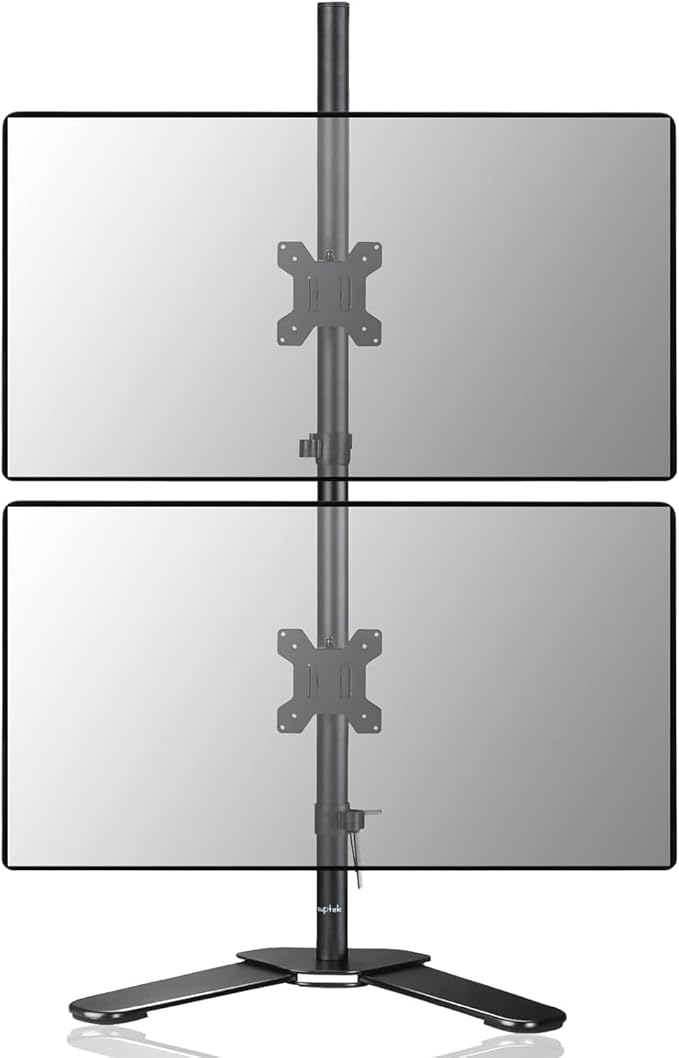 Suptek Dual LED LCD Monitor Stand up Free-Standing Desk Mount for 2 / Two Screens up to 32 inch Extra Tall 31.5 inch Pole Heavy Duty Fully Adjustable Stand Vertical Array (ML6802) by suptek