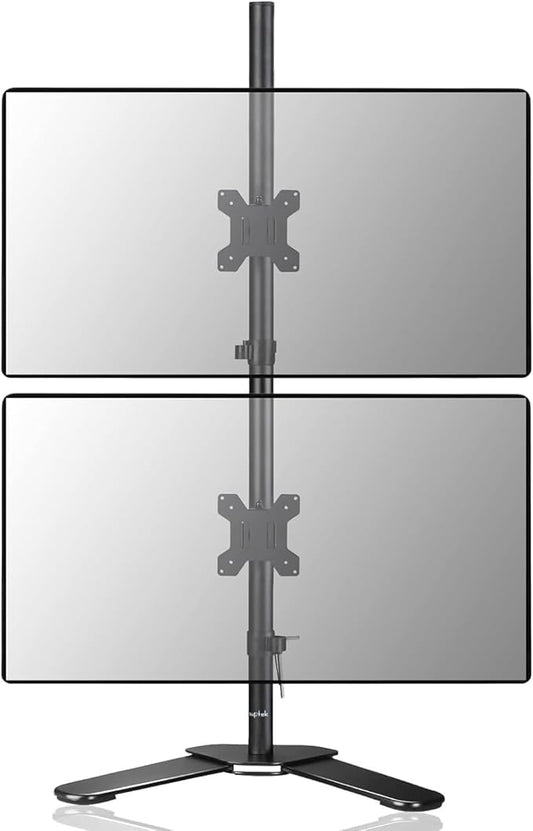 Suptek Dual LED LCD Monitor Stand up Free-Standing Desk Mount for 2 / Two Screens up to 32 inch Extra Tall 31.5 inch Pole Heavy Duty Fully Adjustable Stand Vertical Array (ML6802) by suptek