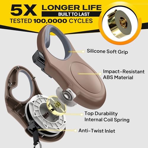 Fida Retractable Dog Leash, 16ft Heavy Duty Pet Walking Leash for X-Small/Small/Medium/Large Dog or Cat up to 110 lbs, Tangle Free. One-Hand Brake (Large, Coffee) - Image 4