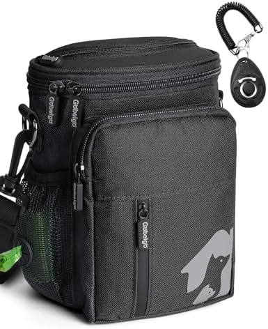 Gobeigo 8 Cup Dog Treat Pouch with Training Clicker(Full Black) by Gobeigo