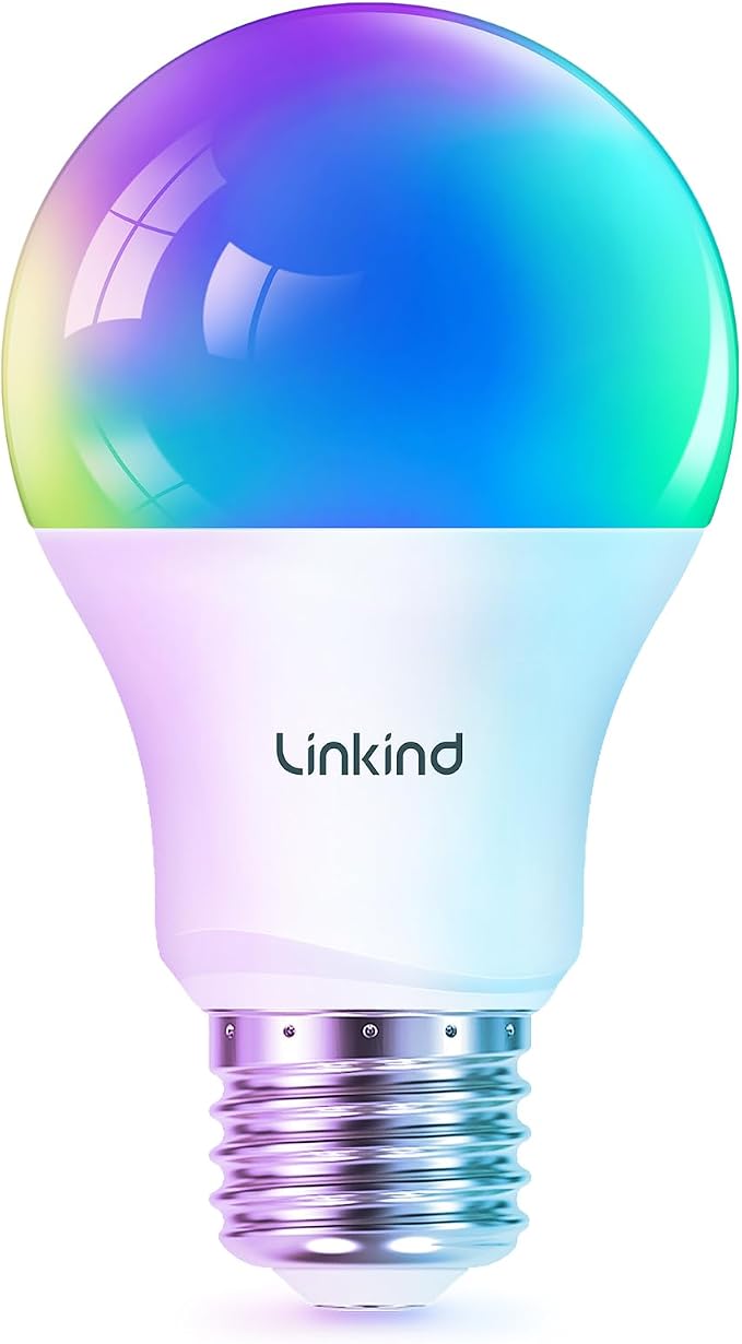 Linkind Smart Light Bulbs, Smart Bulbs Work with Alexa, Google Home, AiDot, LED Color Changing Light Bulbs & Tunable White, DIY Light Show, Dotis AI, 2.4GHz Wi-Fi Bluetooth, A19 E26 60W 800LM 1 Pack by Linkind