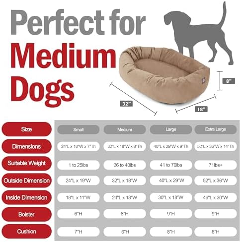 Majestic Pet Suede Shredded Memory Foam Mix Calming Dog Bed Washable - Cozy Soft Round Dog Bed with Spine for Head Support - Fluffy Donut Dog Bed, 32 Inch, Stone - Image 3