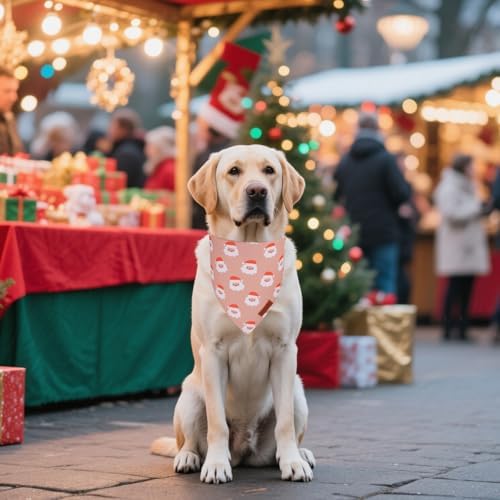 PTDECOR Dog Christmas Bandana, Xmas Santa Snowman Pet Scarf, X-Large - Image 3