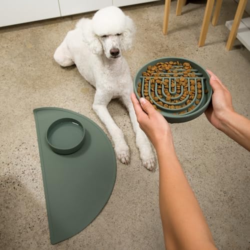 Slow Feeder Dog Bowl - Silicone Dog Bowl, Medium, 7.5" x 1.5" - Spruce - Image 6