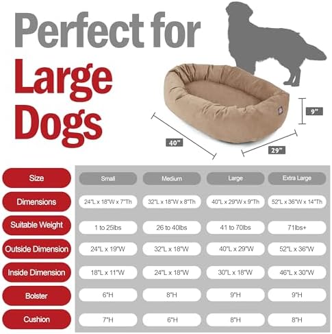 Majestic Pet 40 Inch Suede Calming Dog Bed Washable – Cozy Soft Round Dog Bed with Spine Support for Dogs to Rest Their Head - Fluffy Donut Dog Bed 40x29x9 (Inch) - Round Pet Bed Large – Stone (2025) - Image 3