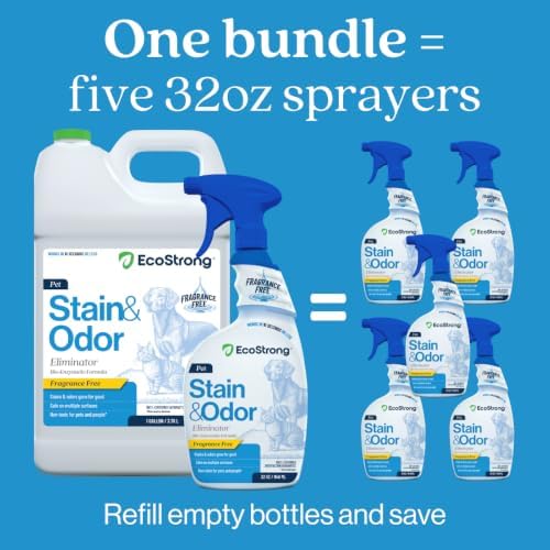 Eco Strong Pet Stain and Odor Remover - Cat Urine Enzyme Cleaner, Urine Destroyer for Dogs, Pet Urine Enzyme Cleaner [All New Fragrance Free] - 160oz Bundle - Image 6
