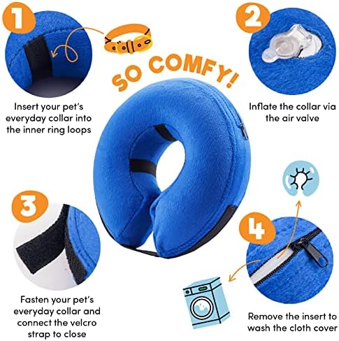 BENCMATE Inflatable Dog Cone Collar Alternative After Surgery X-Large, Blue - Image 2