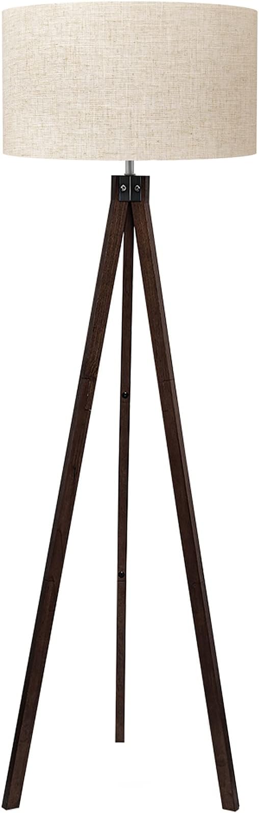 LEPOWER Tripod Floor Lamp Mid Century Modern Standing Lamps for Living Room | Light-Diffusing Linen Shade, Premium Rubberwood Tripod with E26 Base, Adding Warmth to Bedroom, Office & Study Corner Walnut by LEPOWER