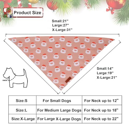 PTDECOR Dog Christmas Bandana, Xmas Santa Snowman Pet Scarf, Large - Image 4