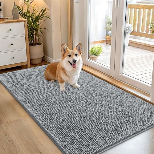 OLANLY Dog Door Mat for Muddy Paws 54x32, Super Absorbent Chenille Mud Mat by OLANLY