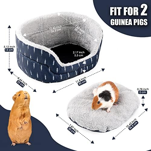 Guinea Pig Bed, Oval Cuddler, Removable Pad, Polyester, Ideal for Small Pets, Cuddle Cup Shape, Dark Blue, Leaf Pattern - Image 6