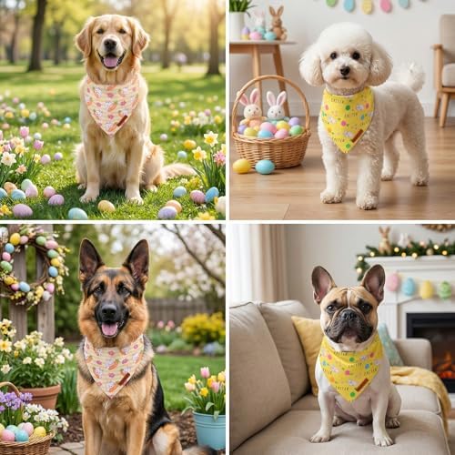 ADOGGYGO Easter Dog Bandana 2 Pack, Bunny Carrot Print Pet Scarf, Adjustable Fit Easter Bandanas for Extra Large Dogs (X-Large) - Image 2