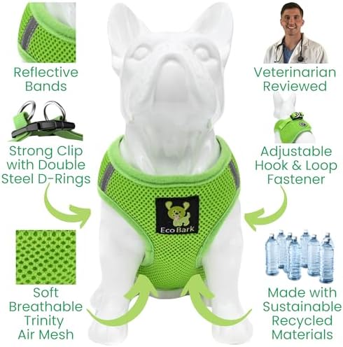 EcoBark Step in Dog Harness, XXS, Green, No Choke Escape Proof Mesh Vest - Image 4