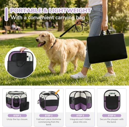 Dog Cat Small Animal Puppy Playpen Crate, Large, Purple - Image 4