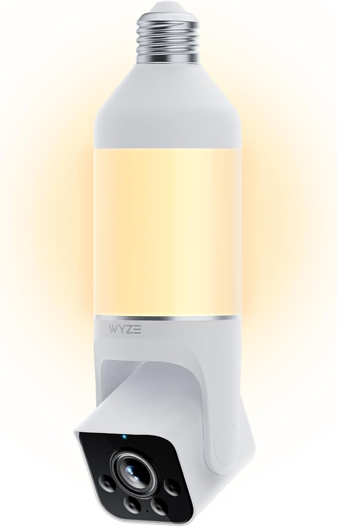 WYZE Bulb Cam - 2K HD Smart Light Bulb Security Camera with Color Night Vision, 800-Lumen Dimmable LED, 160° Wide View, Motion Detection & Siren, E26 Socket, Alexa/Google/IFTTT by WYZE