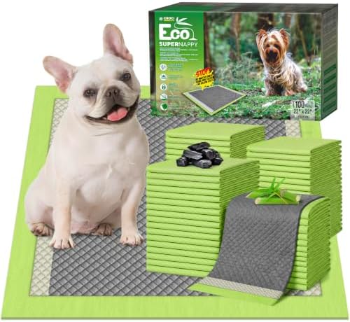 CROCI Charcoal Puppy Pads with Adhesive Tabs 2X Odor Control 22x22in 100Ct by CROCI